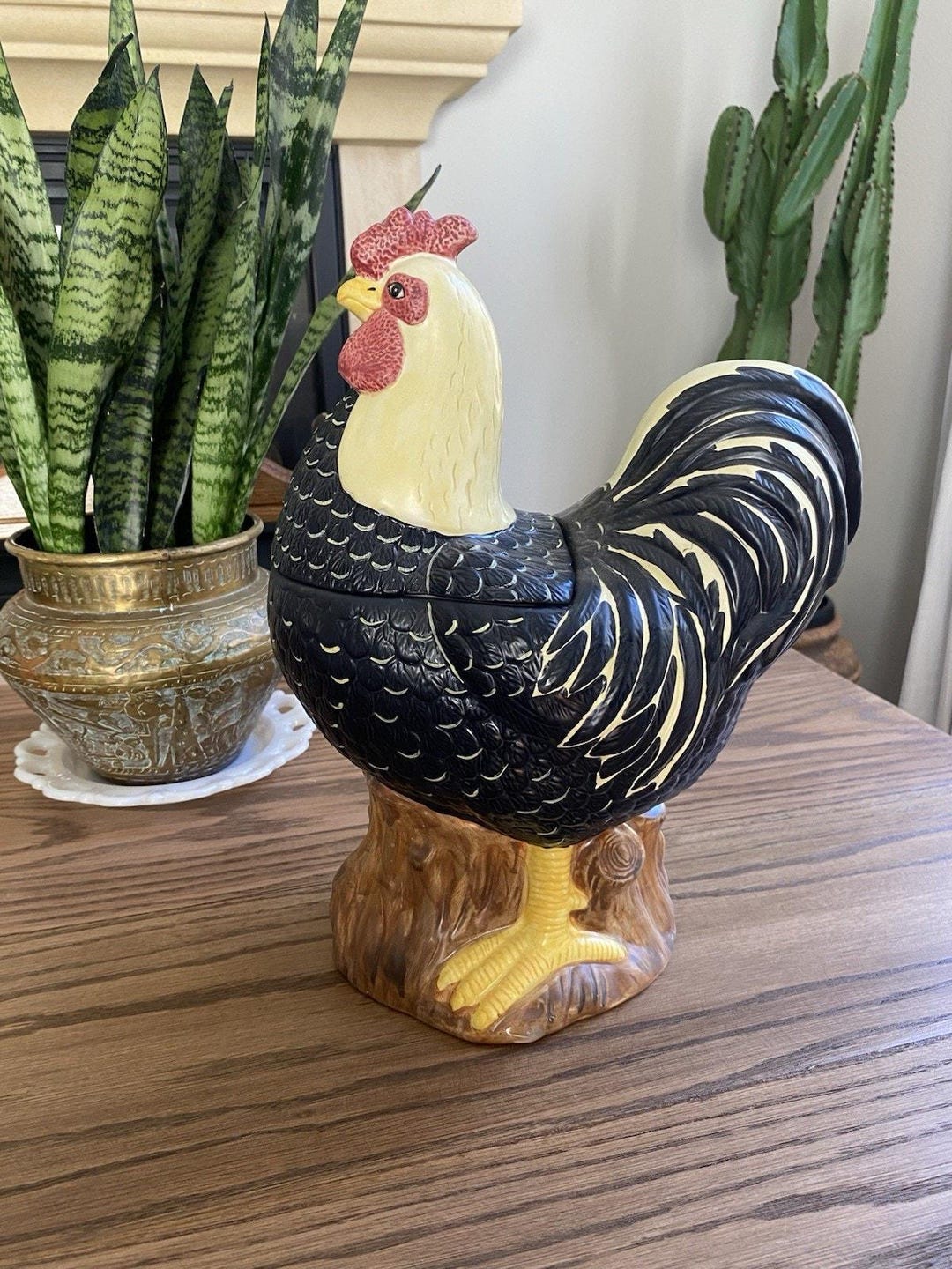Kimble Chicken Vintage Samurai Warren Kimble Hand Painted Rooster Cookie Jar Farmhouse ...