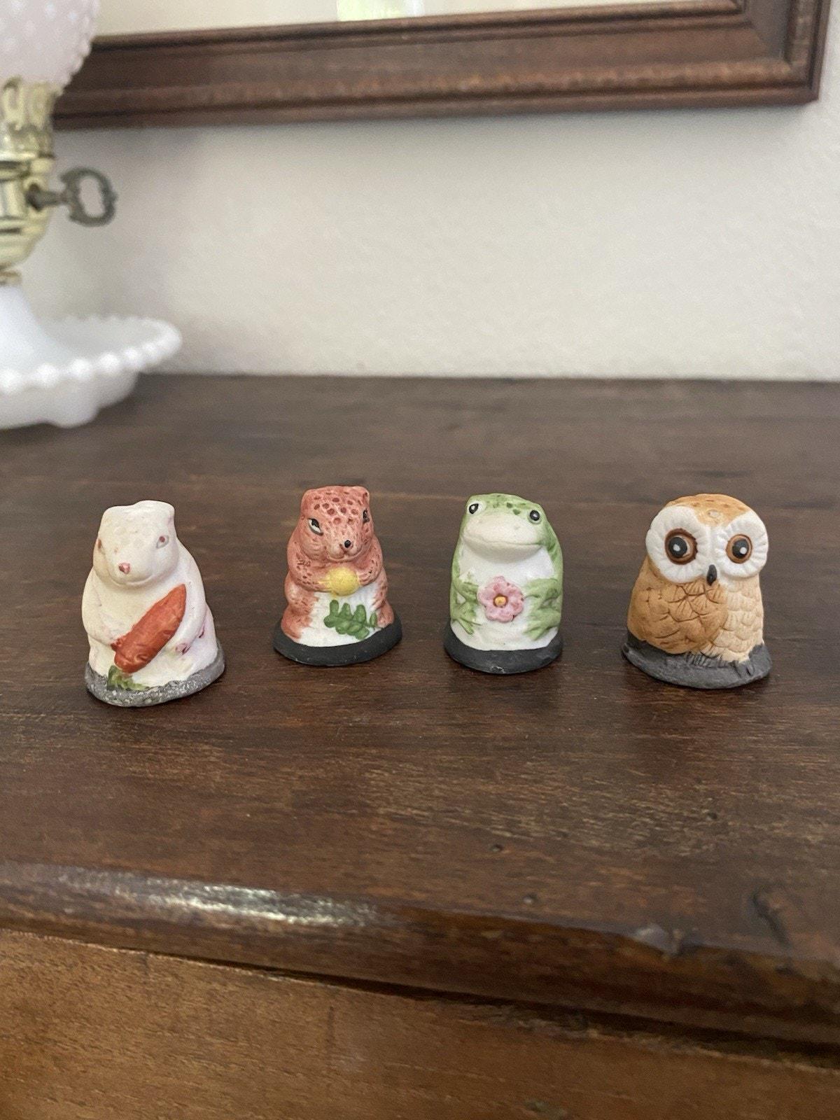 Vintage Franklin Mint Forest Friends Porcelain Thimble Set of 4