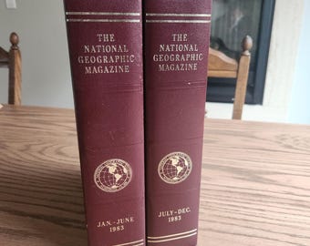 Vintage National Geographic Magazine 1983: veel met kunstleren slips, veel van 11 inch