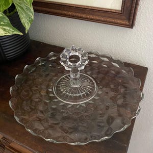 Vintage Fostoria American Glass 12&quot; Platter, Elegant Center Handle Serving Plate