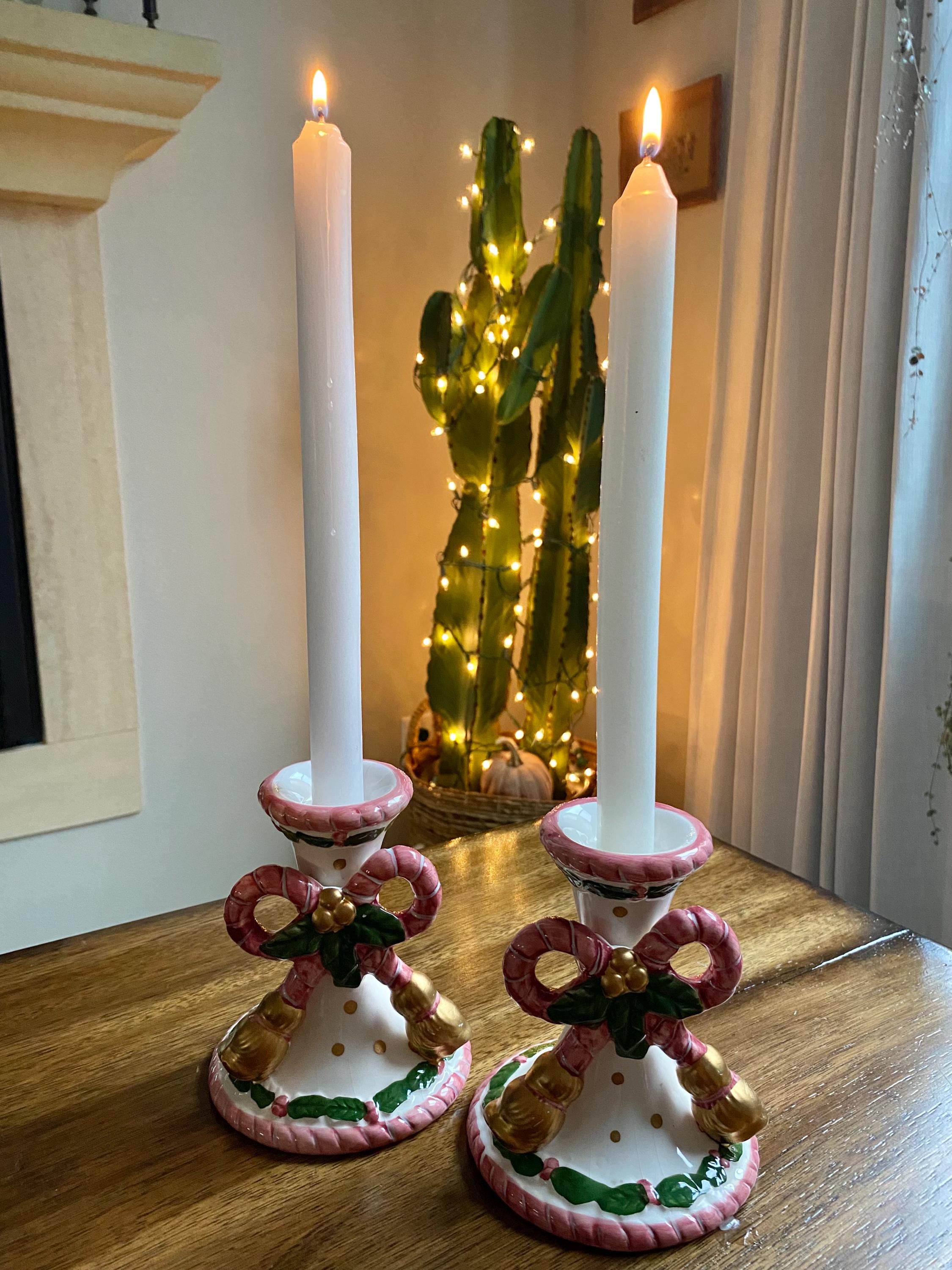 Vintage 90s Hermitage Pottery Ceramic Christmas Candleholders