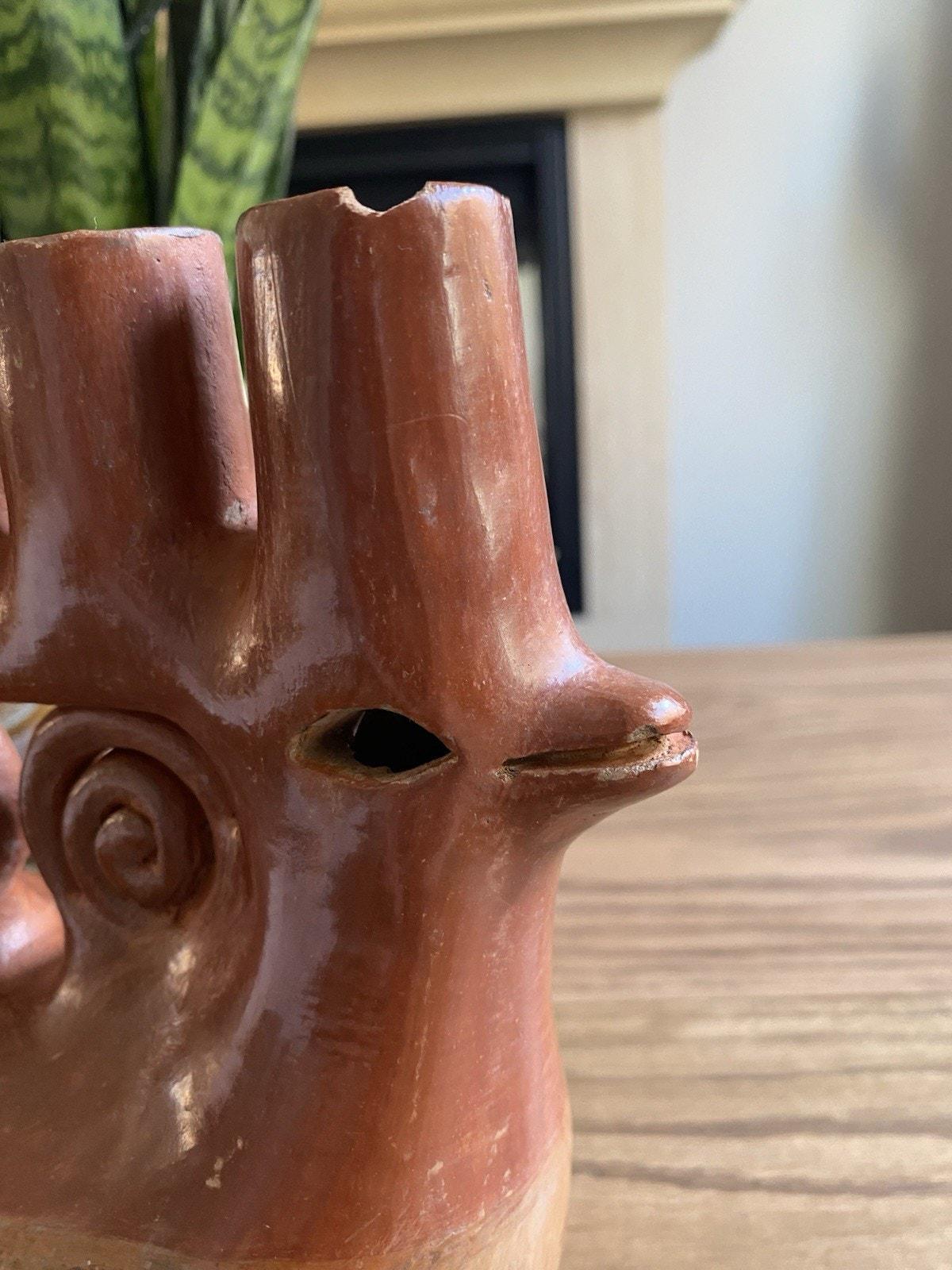 Vintage Heron Martinez Mendoza Clay Pottery Candelabra Bird