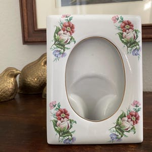 Vintage 80s Ceramic Floral Picture Frame - Made in Japan