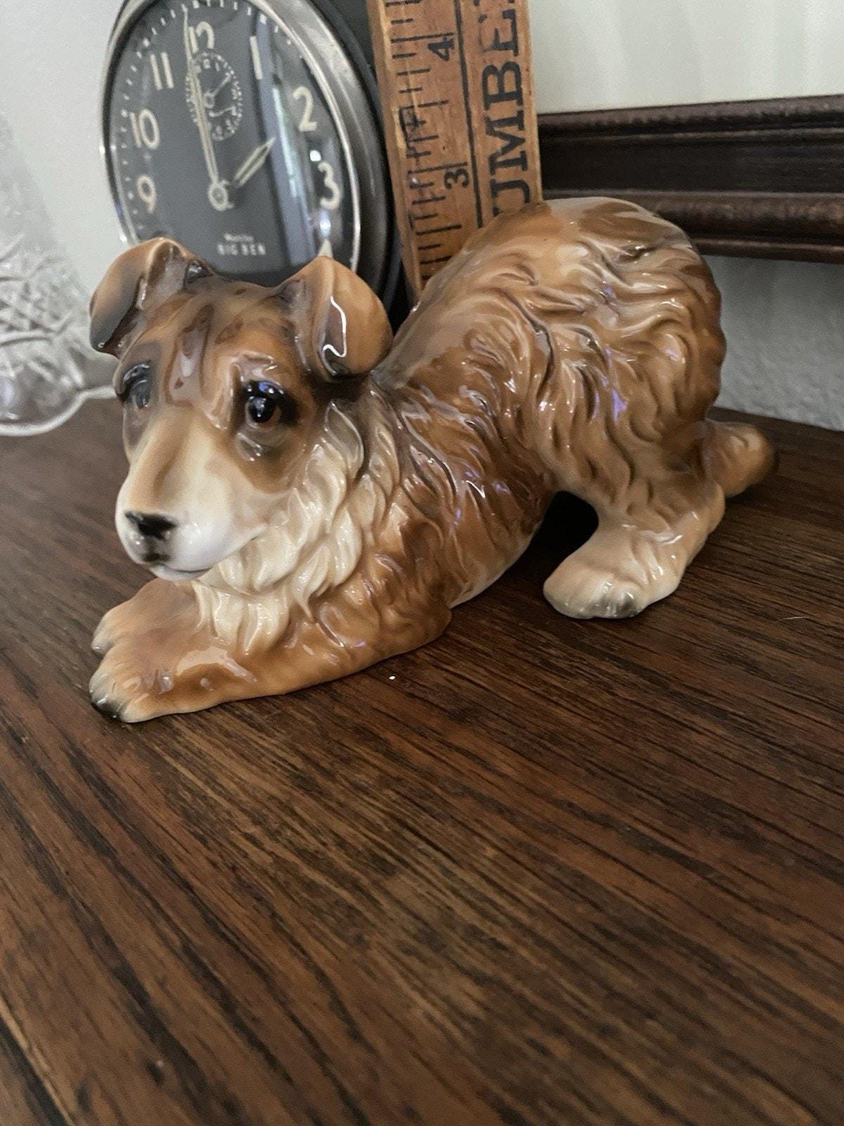 ヴィンテージ ミッドセンチュリー 磁器製 ラッシー コリー犬フィギュア