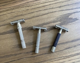 Vintage 1940s Gillette Safety Razor Lot Of 3 Men’s Shaving Tools Made In The USA
