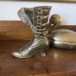Vintage Brass Victorian Boot Vase