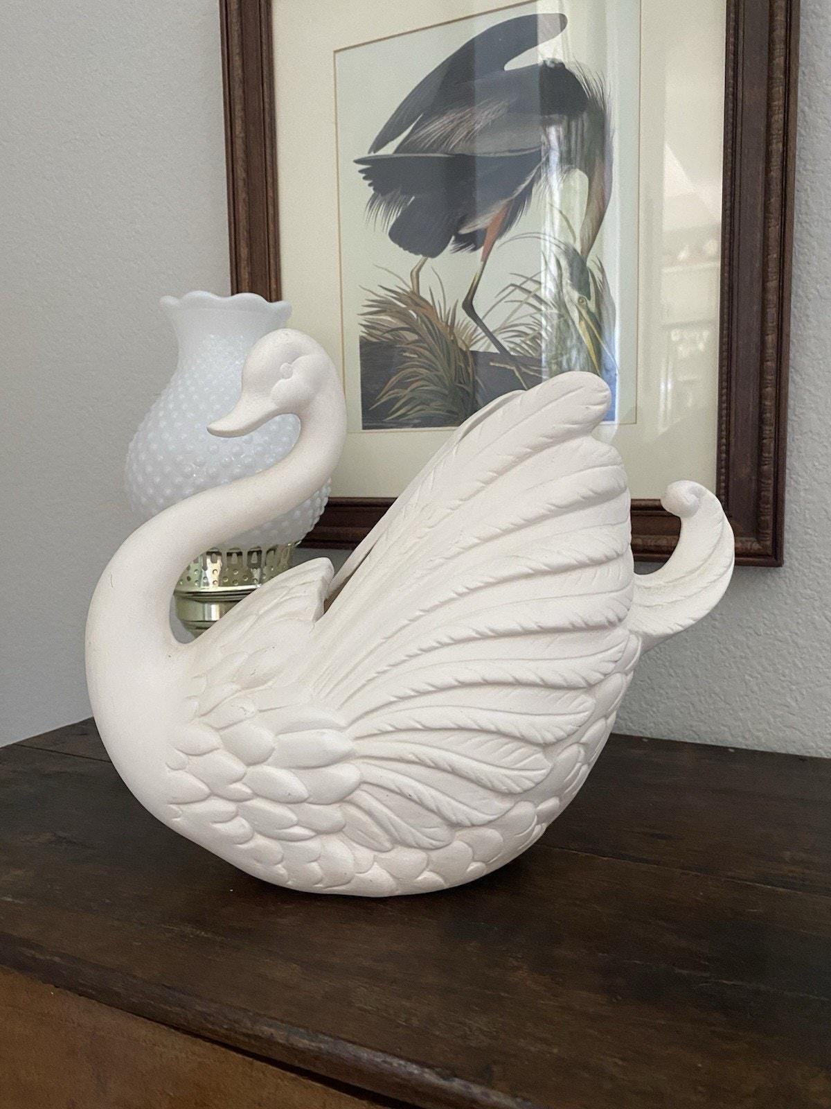 【Carrol Swan】Ceramic Object 球体 オブジェ 1980's Ceramic Blue Swan, H on Bottom, Exc. VTG Cond., Holds