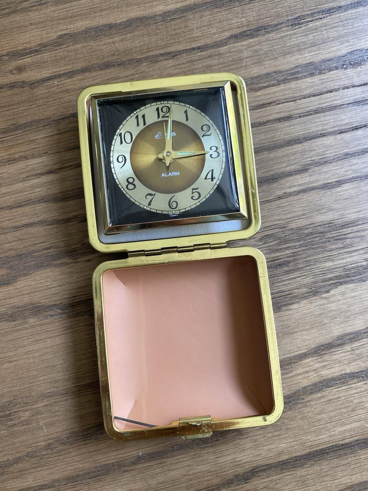 Vintage Linden Travel Alarm Clock Folding UV Reactive Retro Wind