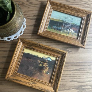 Vintage ingelijste prenten van Frank Hamilton Professioneel ingelijste boerderijscène herfst