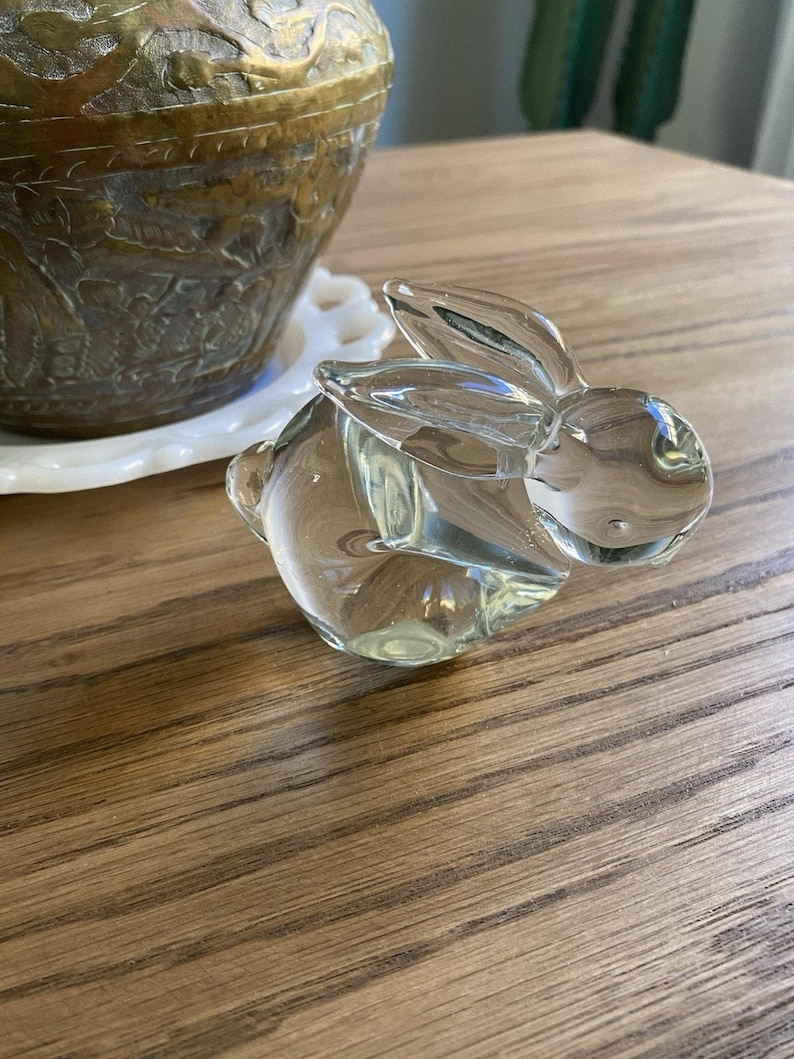 Vintage Art Glass Bunny Rabbit Paperweight, Easter Decor - Etsy