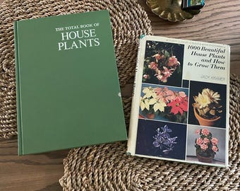 Juego de 2 libros antiguos de jardinería de los años 70 sobre plantas de interior. Tapa dura.