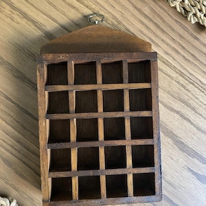 Vintage Wood Display Shelf Small Wood Trinket Shelf thimble Cottagecore Retro