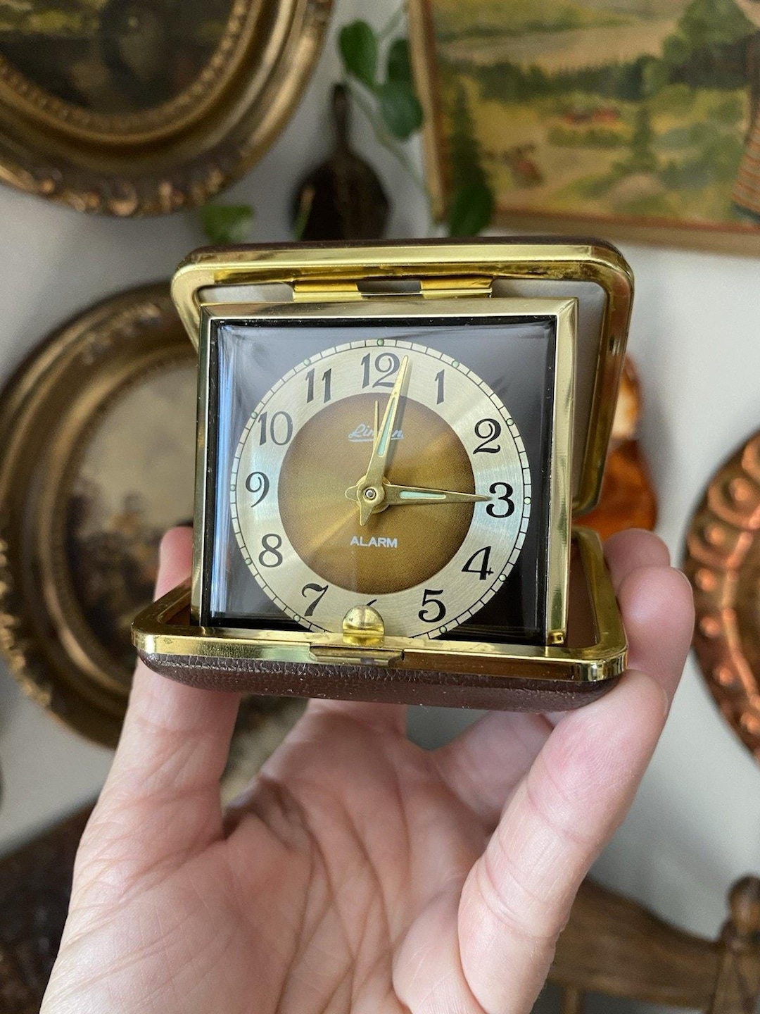 Vintage Linden Travel Alarm Clock Folding UV Reactive Retro Wind