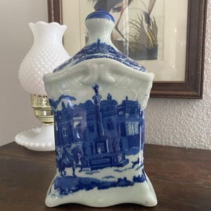 Vintage Victoria Ware Ironstone Flow Blue Biscuit Jar Heavy Ironstone Canister