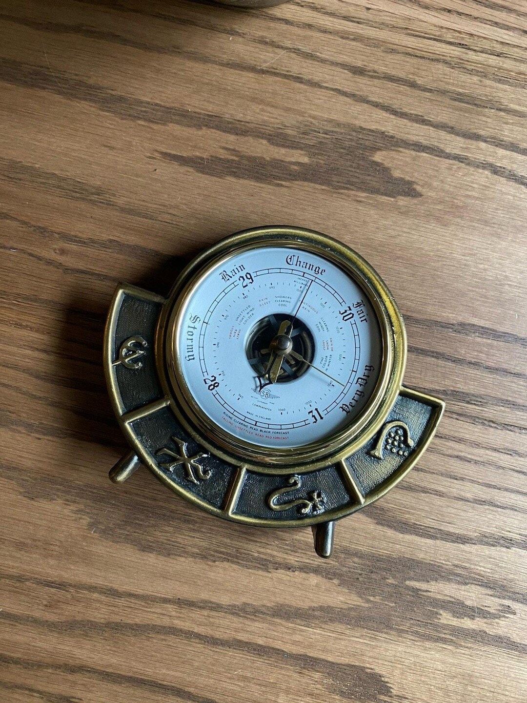 Vintage Barometer Brass Standing Barometer With Alchemy Symbols Made in ...