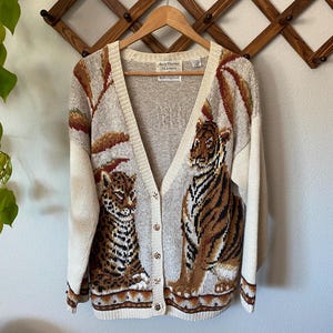 Tiger Print Cardigan - Etsy