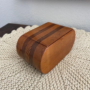 Vintage Wood Cigarette Box Mid Century Lidded Wooden Retro Box MCM Tobacco