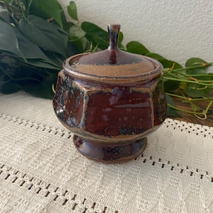 Vintage Studio Pottery Lidded Jar Hand Thrown Pottery Apothecary Style Pottery Jar with Lid