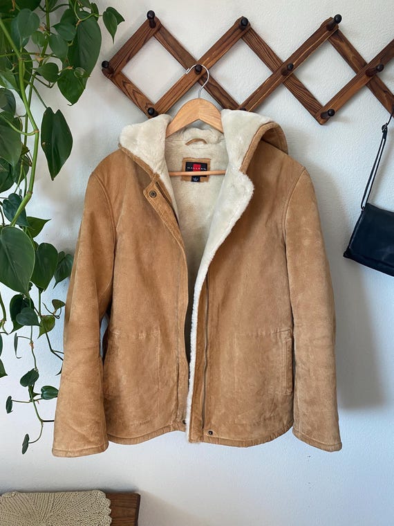 Vintage 1970s Gallery Suede Coat Faux Fur Lined 100% Leather