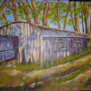 Acrylic Painting - Landscape/Building, Northumberland, England - Appr. 40x30 cm