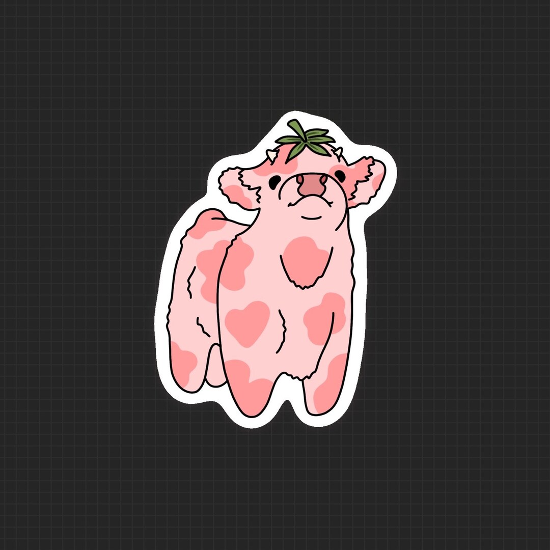 Strawberry Cow Vinyl Sticker - Etsy
