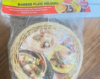 Zestaw 8 bambusowych podstawek pod talerze z plecionej wikliny, vintage Wal-Mart Preferred