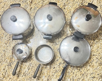 VTG 80s Revere Ware Copper Bottom & Farberware Cookware 11 Piece Mixed Lot