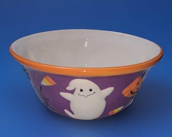 Y2K Vanson Halloween Ghost Pumpkins Keramische Trick or Treat-snoepschaal 4,5 x 10 inch