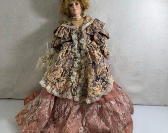 VTG Jaren 80 Dynasty Poppencollectie Porseleinen Pop Victoriaanse Stijl Jurk Paraplu's