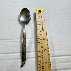 Ekco Eterna Stainless Teaspoon Starburst Snowflake Pattern Mid Century 6 inch