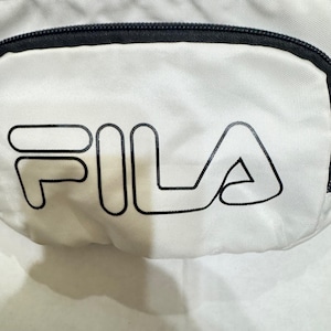 VTG jaren 80 Fila witte nylon heuptas heuptasje crossbody logo wit zwart bandje afbeelding 1