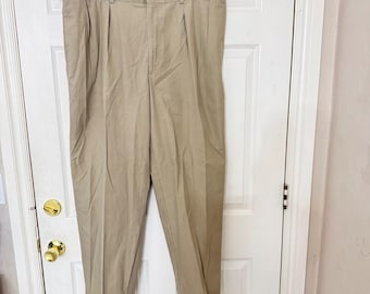 Pantalones chinos de algodón VTG Bills Khakis M1 de corte relajado con puños plisados para hombre, talla 42x30 (EE. UU.)