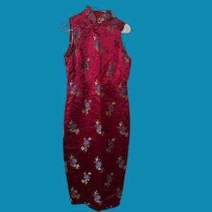VTG geogers handmade pink Silk Dress Modern Qipao Chinese Cheongsam Dress S