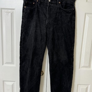 Vintage Levis 550 Mens Relaxed Fit High Rise 40x32 Black Wash Denim Jean Red Tab