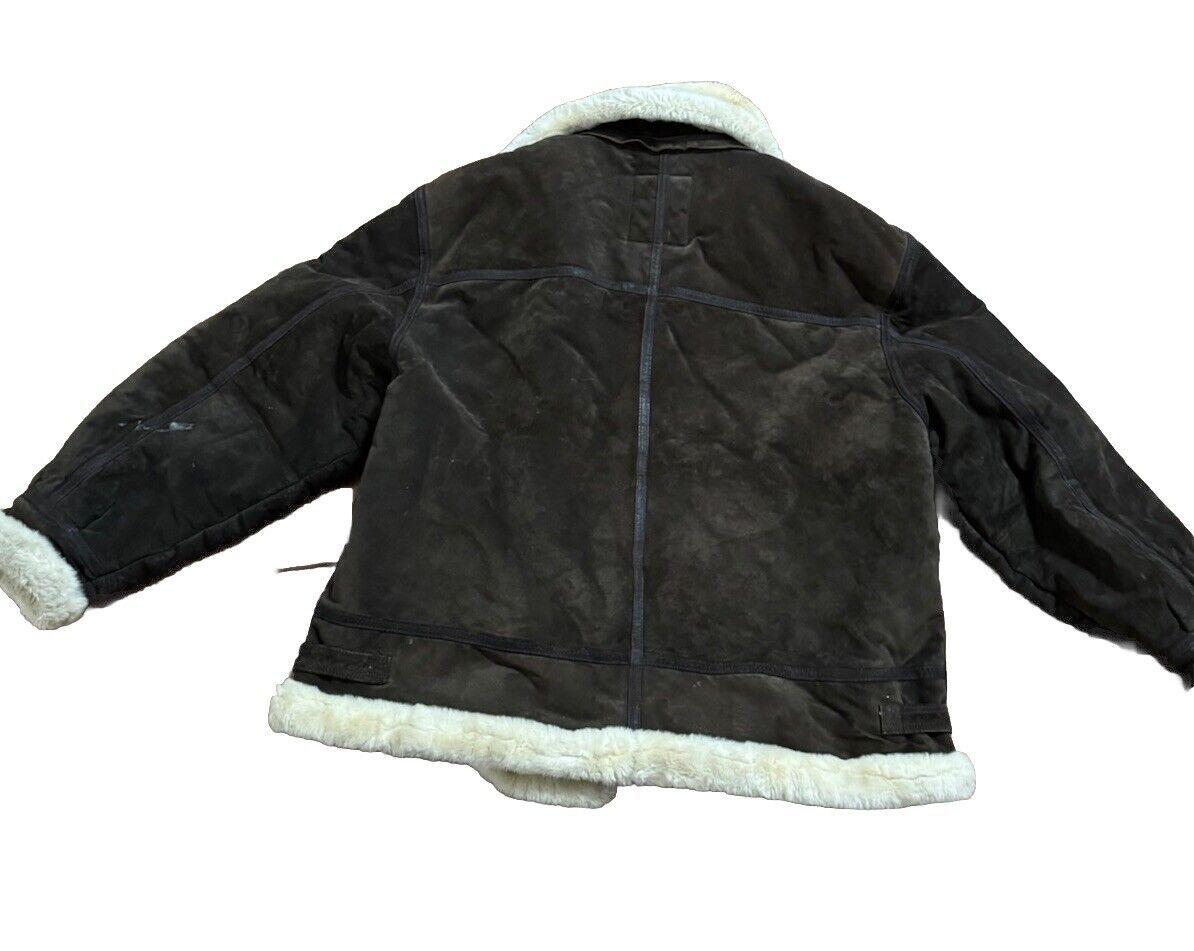 Veste Phat Farm Vintage XL – Daim/mouton, Style Bombardier Aviateur Marron, Occasion Très Bon état