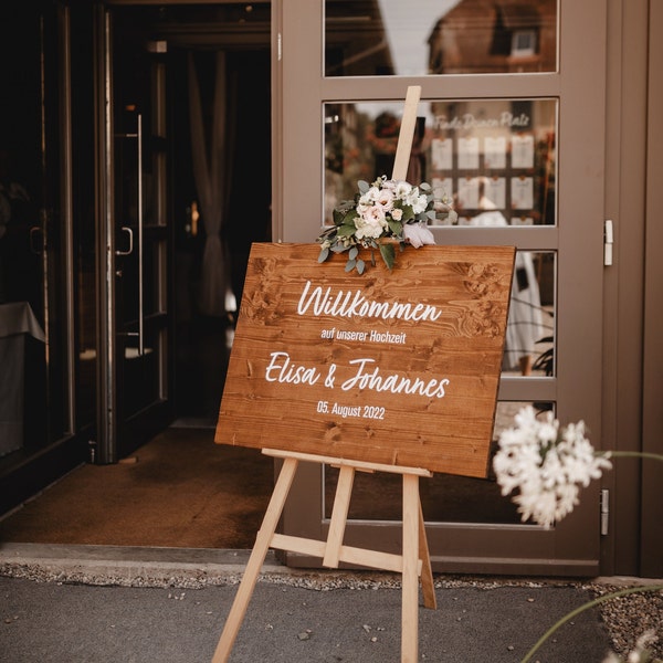 Willkommensschild aus Holz bedruckt, Holzschild, Hochzeitsschild, Willkommen zur Hochzeit