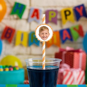 10-pack gepersonaliseerde feestartikelen 1e verjaardag, aangepaste foto rietjes babyverjaardag, gepersonaliseerde rietjes feest, decor babyshower