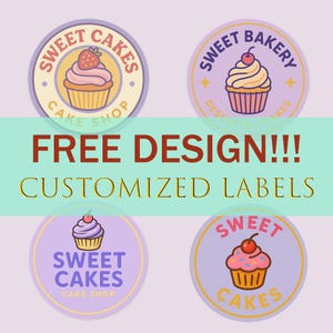 Custom Dessert Labels,Personalized Bread Stickers,Bakery Label,Free Design Sticker,Small Business Stickers,Stickers for Baked Goods