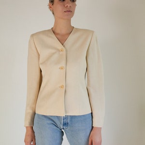 Vintage tan linen blend cropped jacket // M 1621 image 1