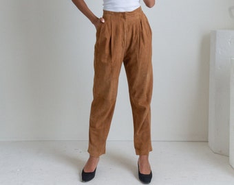 Vintage Krizia cognac suede pleated pants // XS (2372)