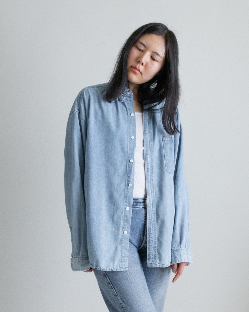 Vintage denim cotton button down shirt // XXL (2428)