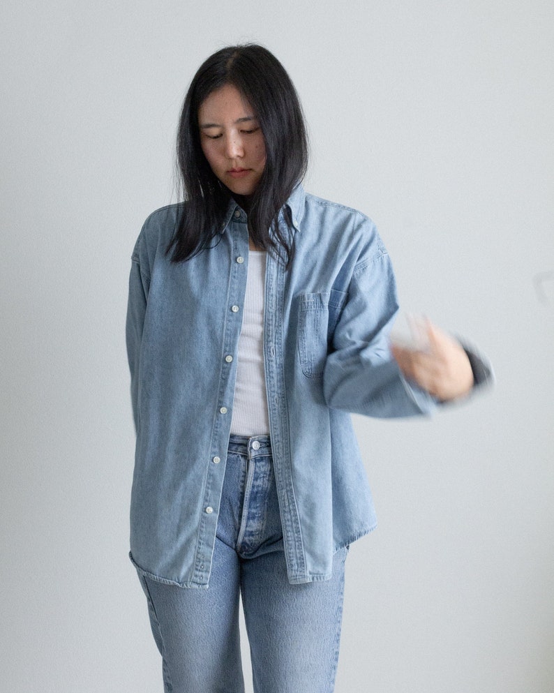 Vintage denim cotton button down shirt // XXL (2428)