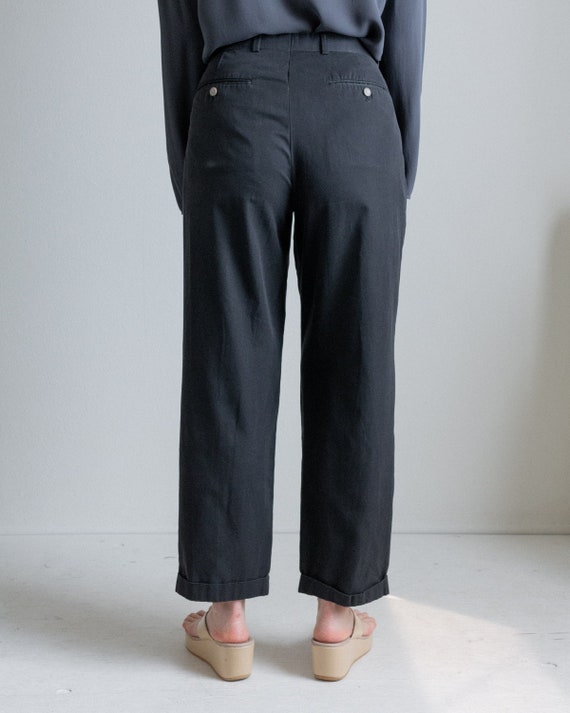 Vintage charcoal gray cotton pleated pants // S (… - image 3