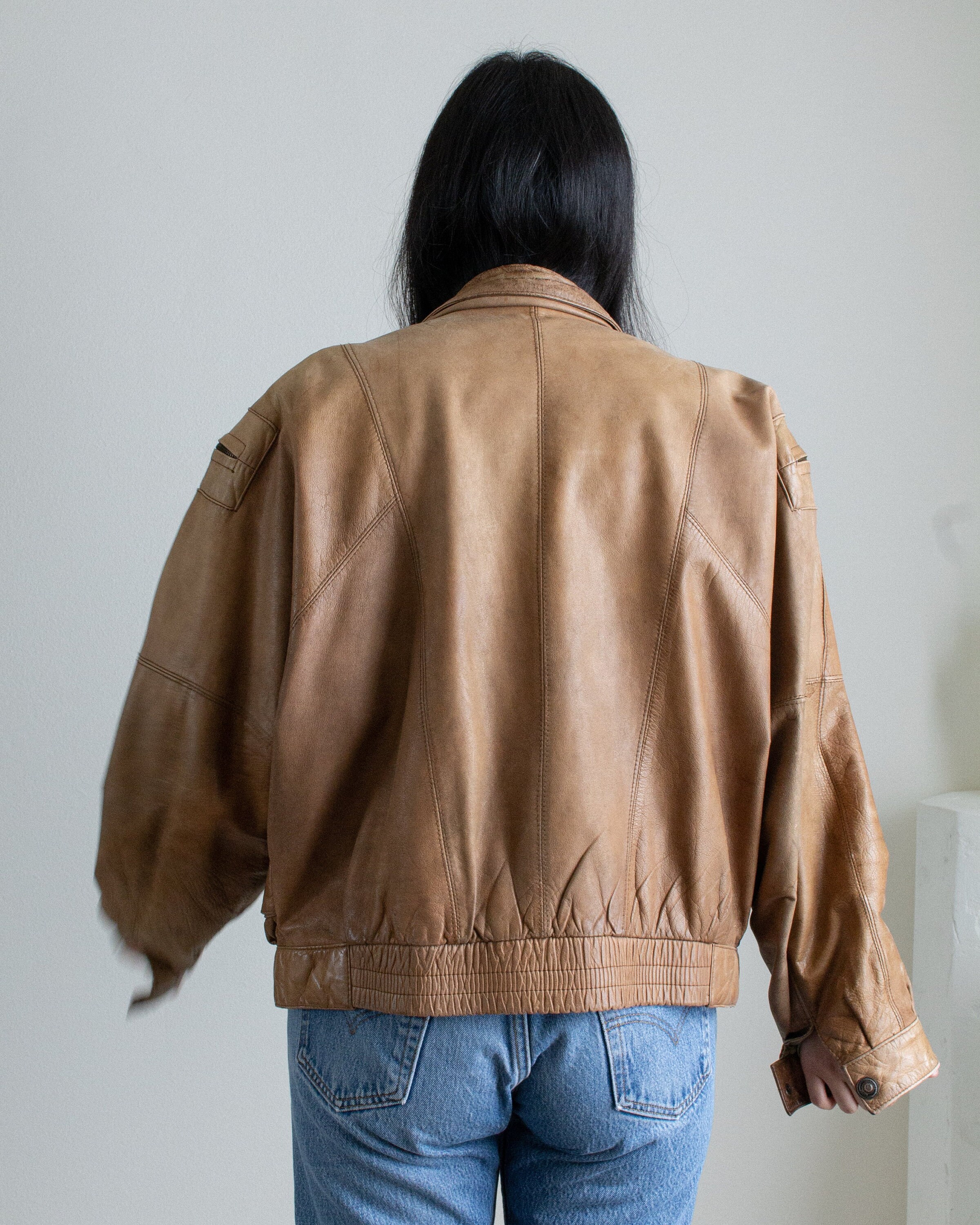 Vintage Brown Leather Aviator Jacket // XXL 1263 Etsy
