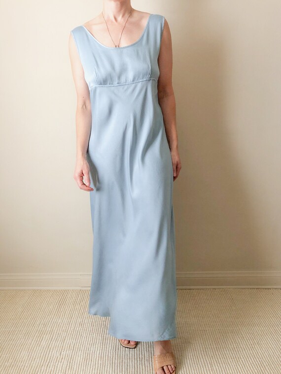 light blue slip dress silk