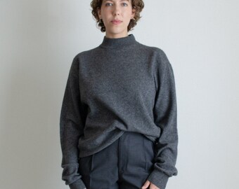 Y2K Barneys heathered gray cashmere mock neck sweater // XL (2097)