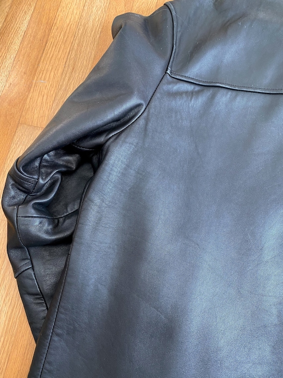 Vintage Barneys New York Black Leather Simple Minimal Mid Length