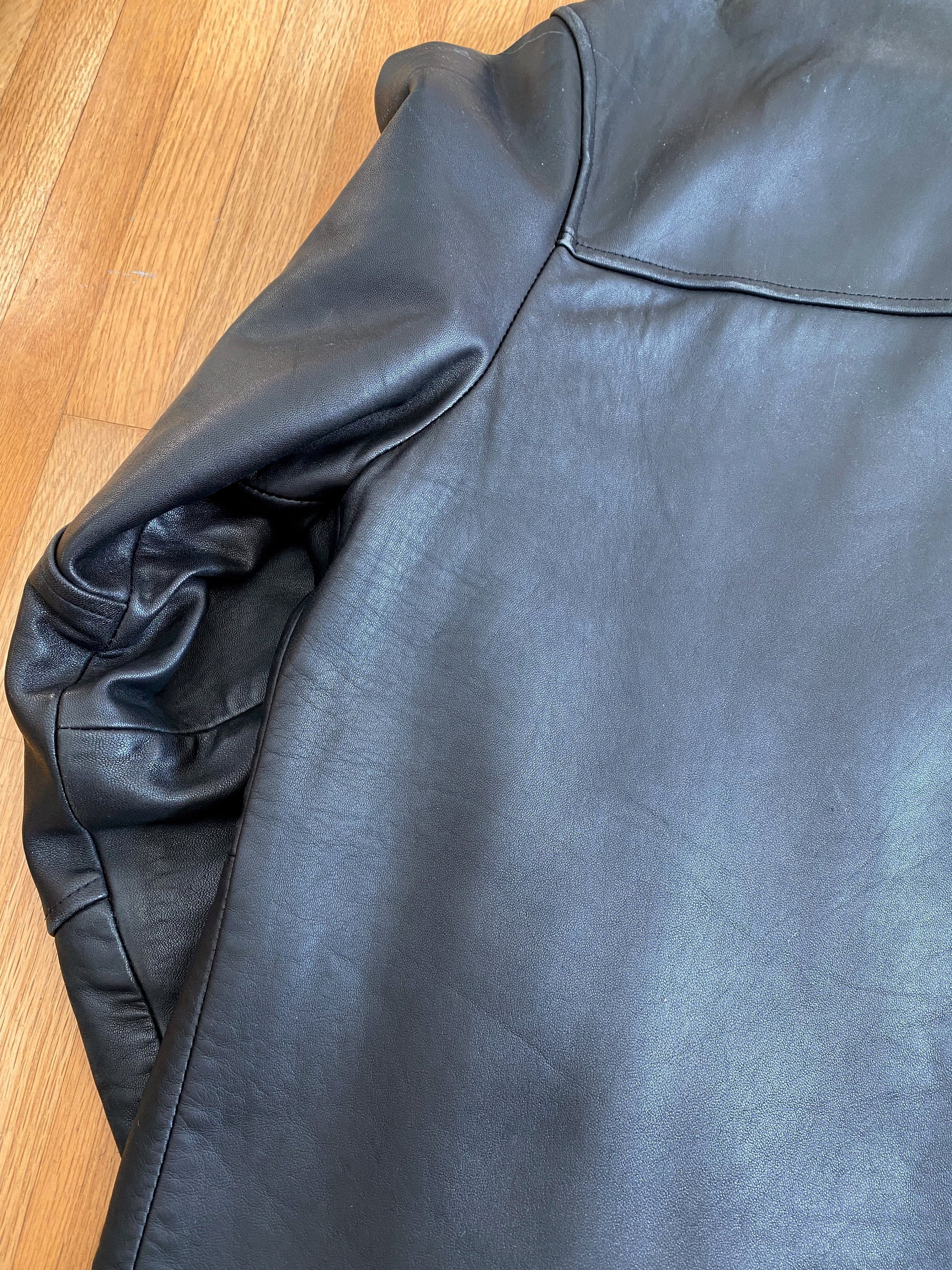 Vintage Barneys New York Black Leather Simple Minimal Mid