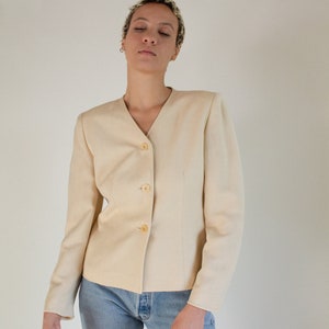 Vintage tan linen blend cropped jacket // M 1621 image 5