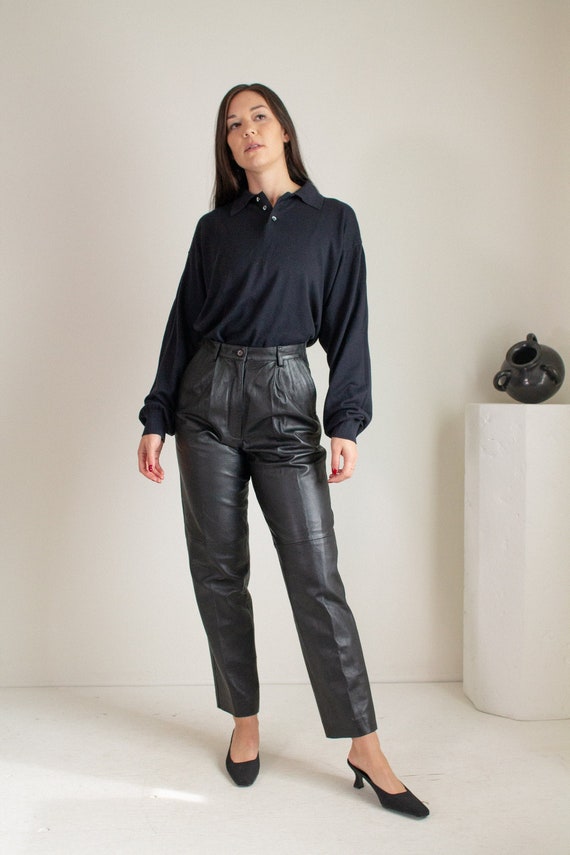 Vintage black leather pleated - Gem